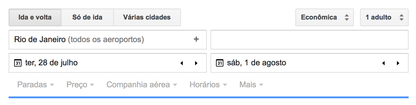 Google Flights página inicial