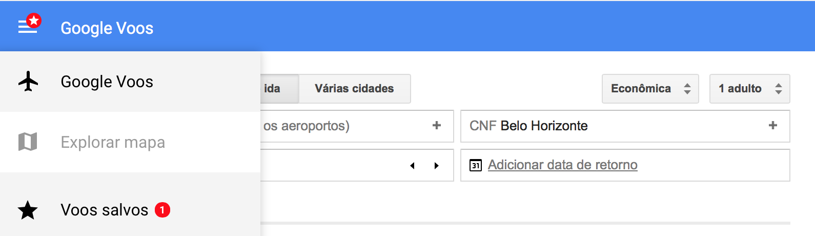 Google Flights Salvar Vôos