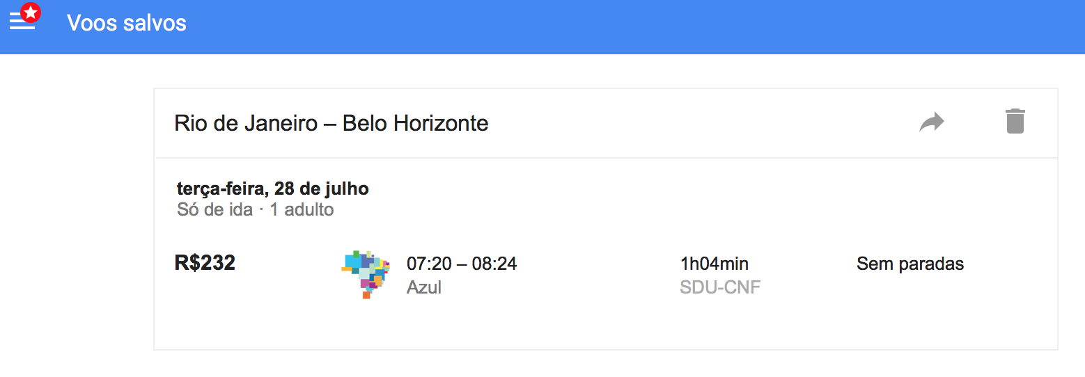 Google Flights Salvar Vôos