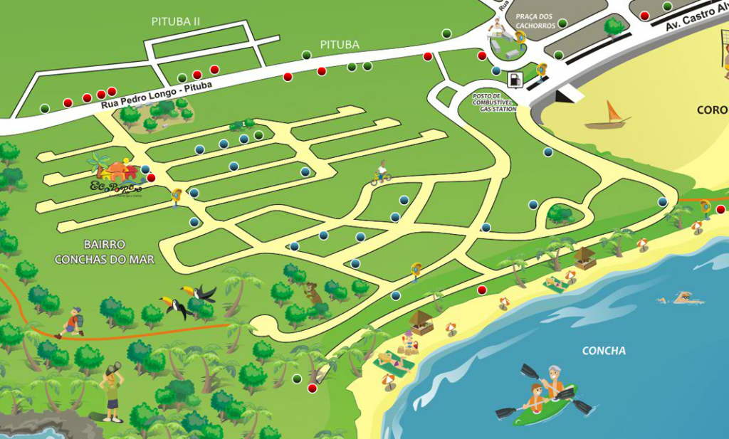 mapa mostrando localização de hospedagem em Itacaré