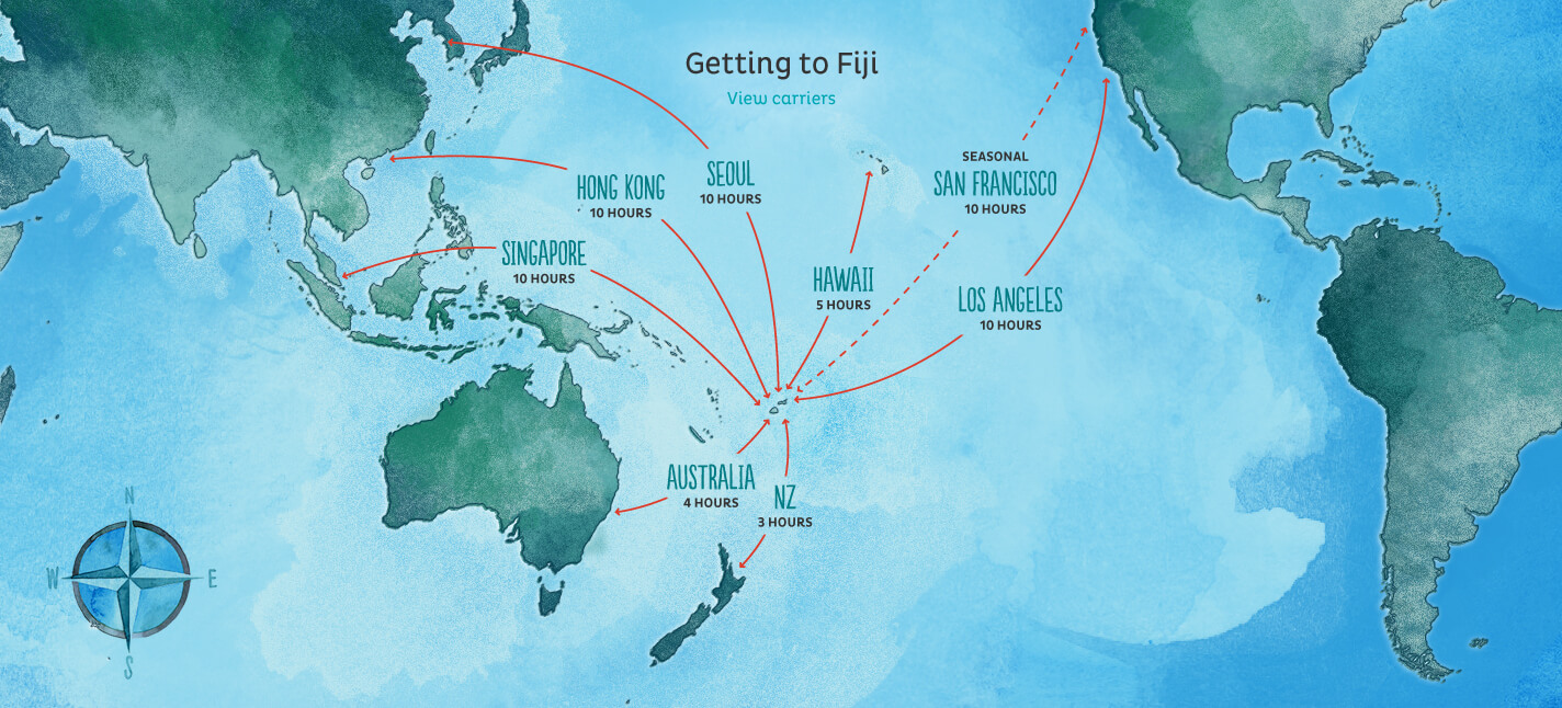 mapa mostrando como chegar em Fiji