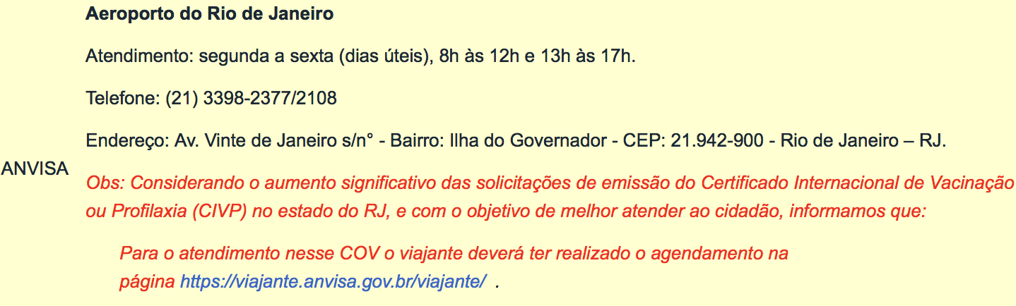 informação sobre emissão da segunda vida do certificado de vacina no galeão