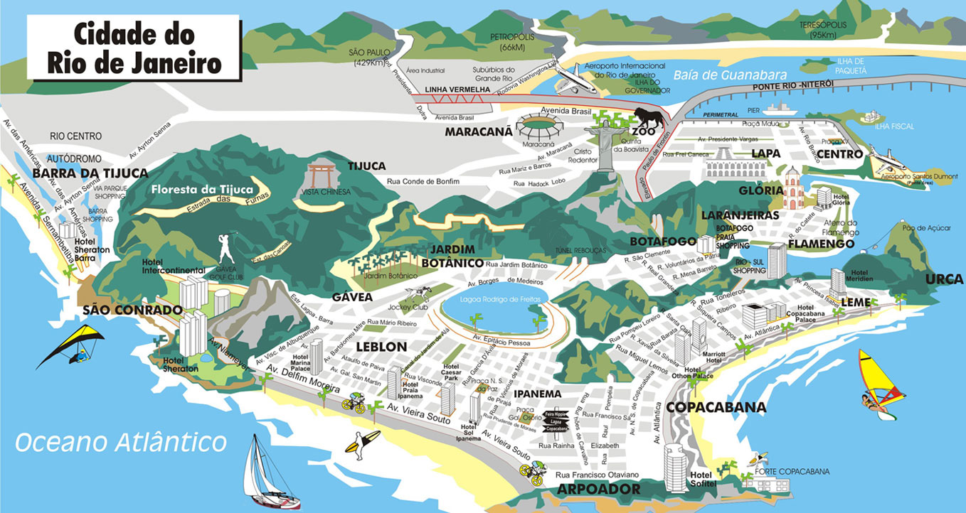 mapa turístico do rio de janeiro