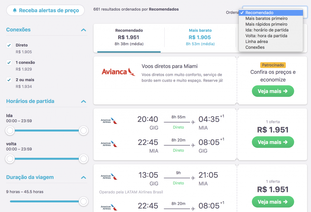 busca por passagem no skyscanner