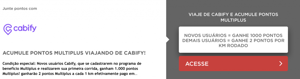 parceiro multiplus: cabify