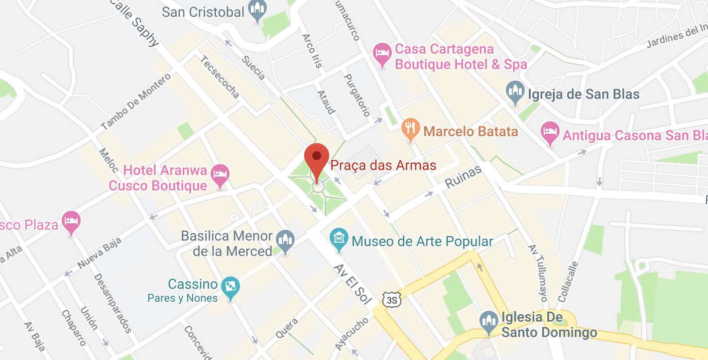 Mapa da Praça de Armas - dica de onde ficar em Cusco