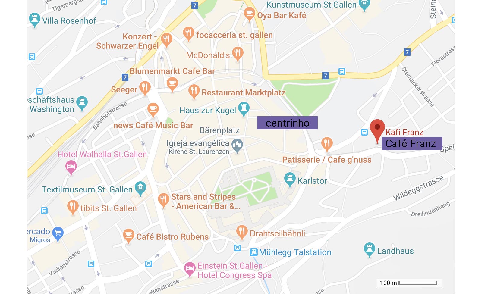 localização do cafe Franz em st gallen, suíça