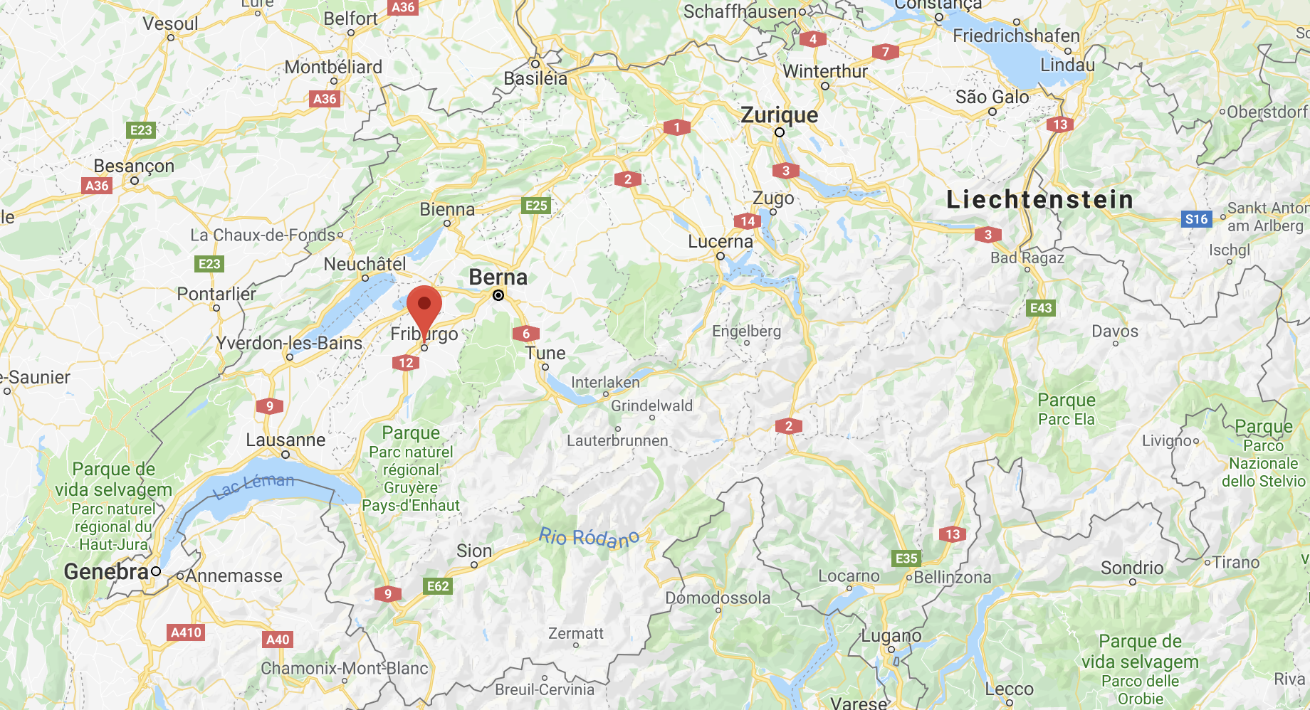 localização de fribourg no mapa da suíça