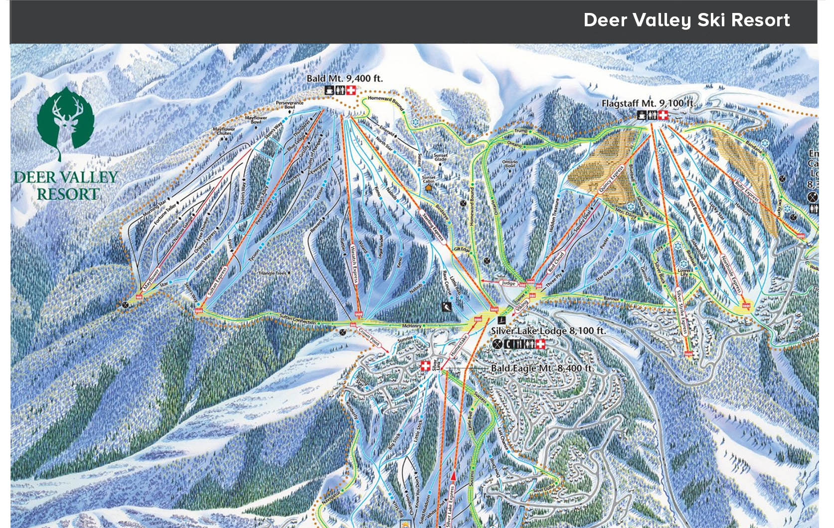 mapa Deer Valley ski resort