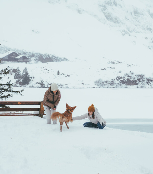 quel, marina e Miles na neve em Engelberg